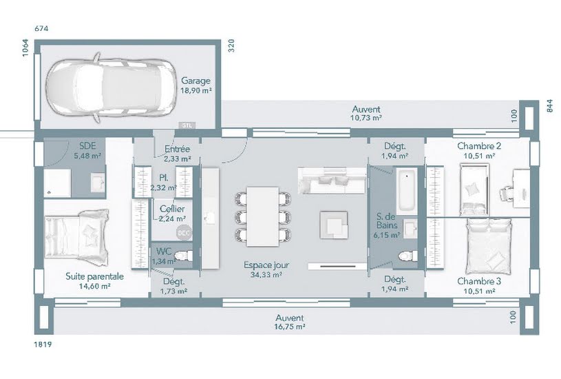  Vente Terrain + Maison - Terrain : 1 550m² - Maison : 95m² à Bouloc (31620) 