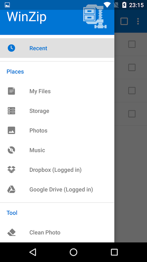 winzip android to zip and unzip file - screenshot 1