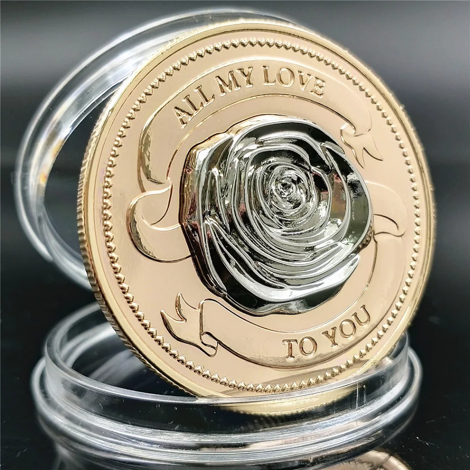 Moeda Comemorativa Nova Rosa do Amor Presenteie com amor eterno. Ideal para casais e colecionadores, esta moeda simboliza o afeto duradouro, um presente inesquecível.