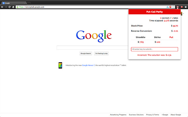 Put-Call Parity chrome extension