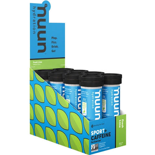 Nuun Electrolytes + Caffeine Hydration Tablets: Fresh Lime, Box of 8 Tubes