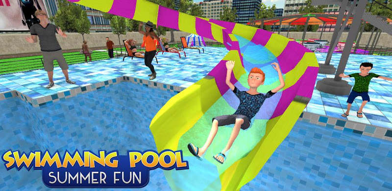 Swimming Pool Summer Fun: Waterslides Adventure