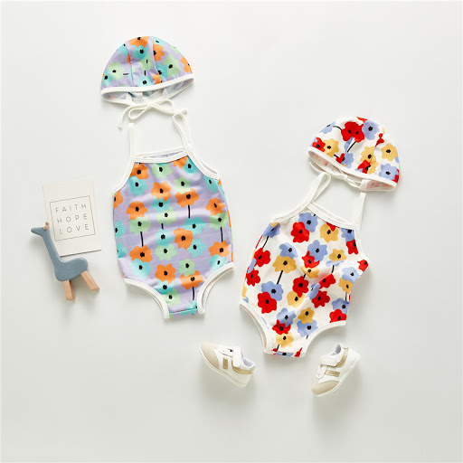 Title 1, Childrens One-piece Swimsuit with Swimming Cap...