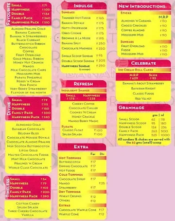 Baskin Robbins menu 