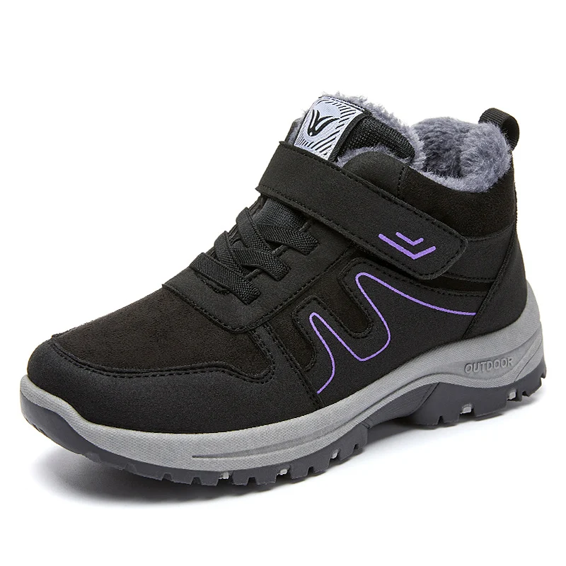 Botas de nieve de invierno para mujer con velcro y algodón Calzado cálido y cómodo para climas fríos, ideal para mantener los pies abrigados y secos.