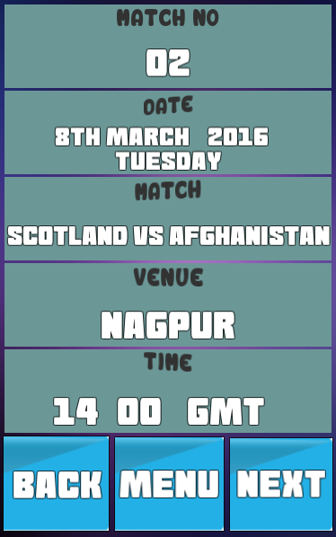 T20 Cricket WC 2016 Schedule Screen 2