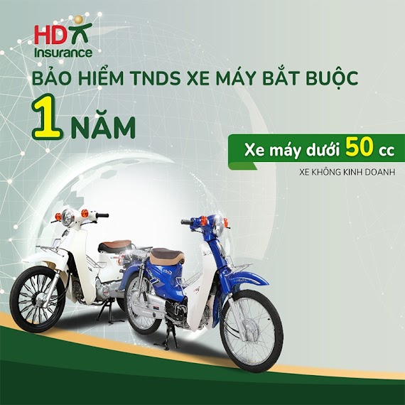 Toàn Quốc [E - Voucher] Bảo Hiểm Trách Nhiệm Dân Sự Bắt Buộc Xe Máy Dưới 50Cc Hd Insurance - 1 Năm