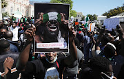 Slogans of solidarity during the #EndSARS protest in Cape Town. 