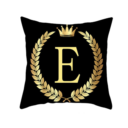 Title 17, Black Gold Letter Peach Skin Pillowcase Crown S...