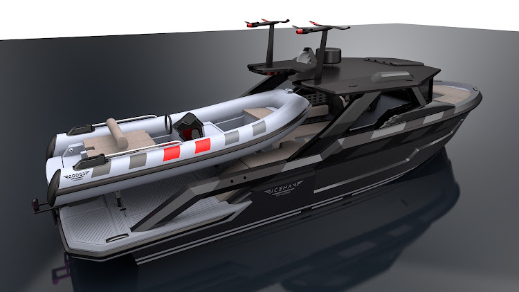 Maverick’s wingman is, as you might expect, Iceman. It’s a 10m long support tender that also carries its own 4m dinghy.
