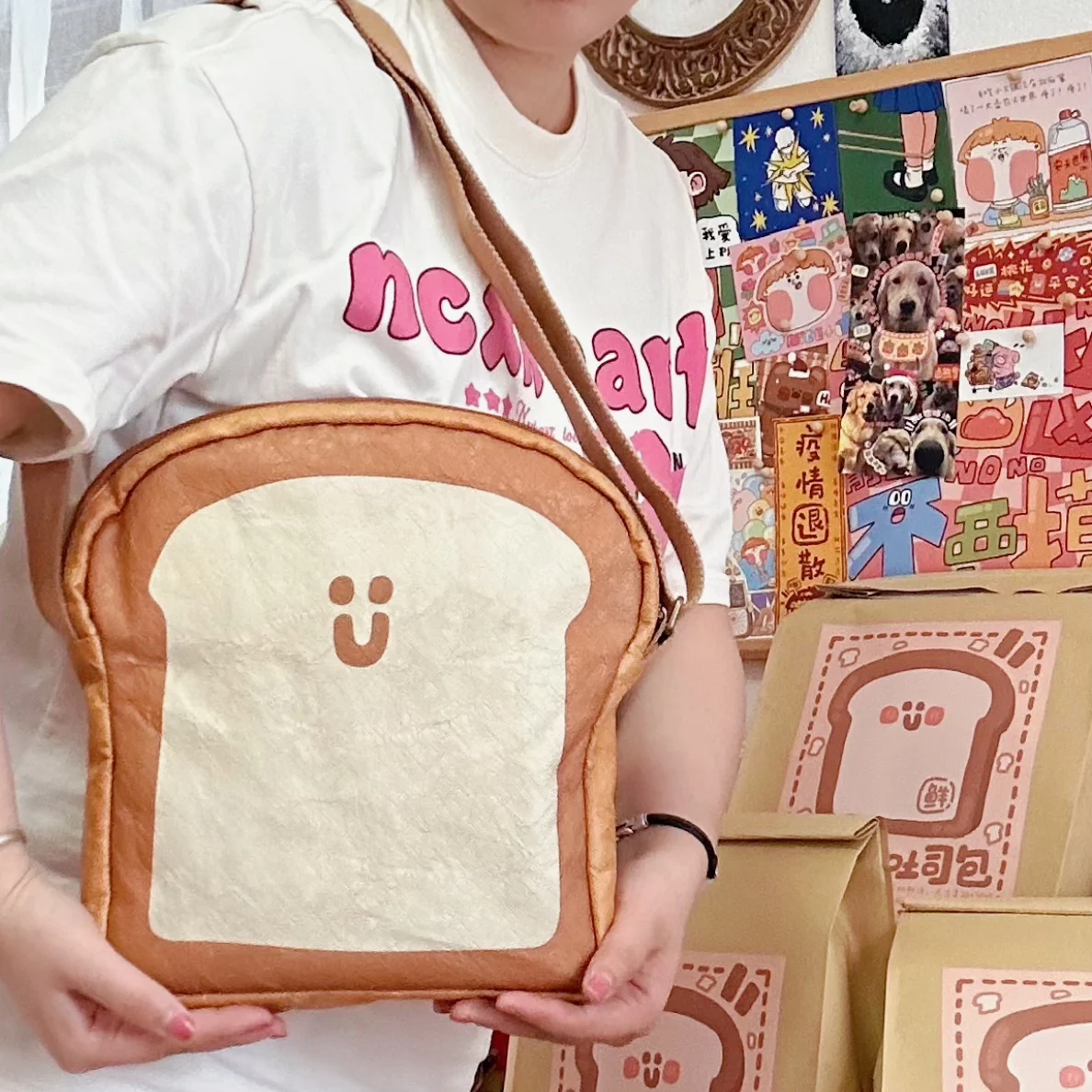 Title 5, Bolsa transversal Lovely Kraft Toast, com grand...