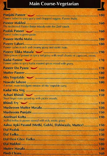 Zero Mile Punjab menu 