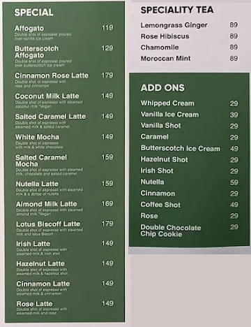 All That's Coffee menu 