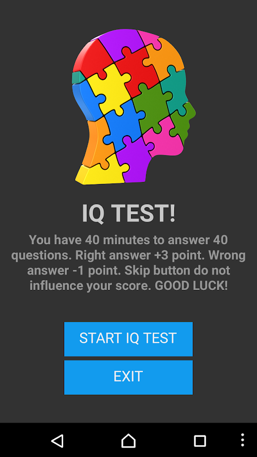 Android application IQ Test screenshort