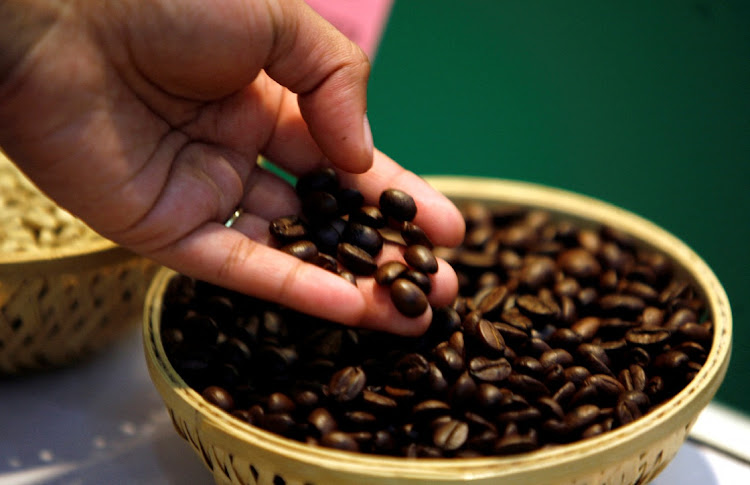 A visitor checks coffee beans in the southern Indian city of Bangalore. File photo: REUTERS