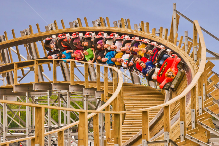 Thrill Ride with Wooden Coaster Editorial Image - Image of engineering,  adrenaline: 68972225