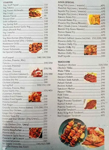 Sai Family Restaurant menu 