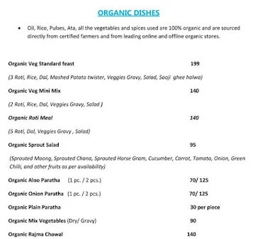 Organic Feast menu 