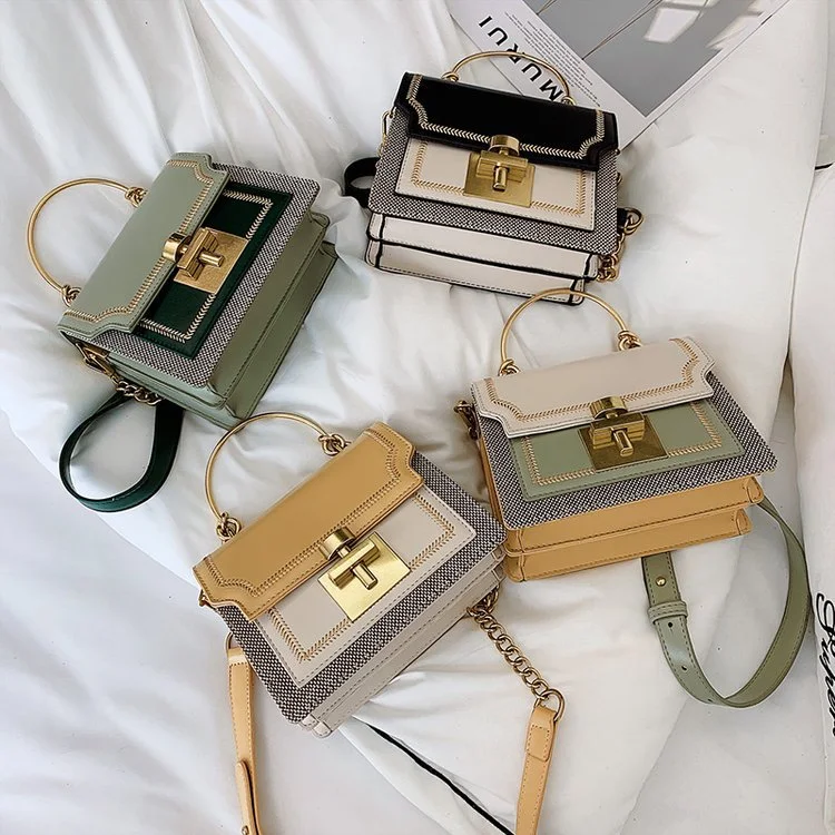 One shoulder messenger chain small square bag