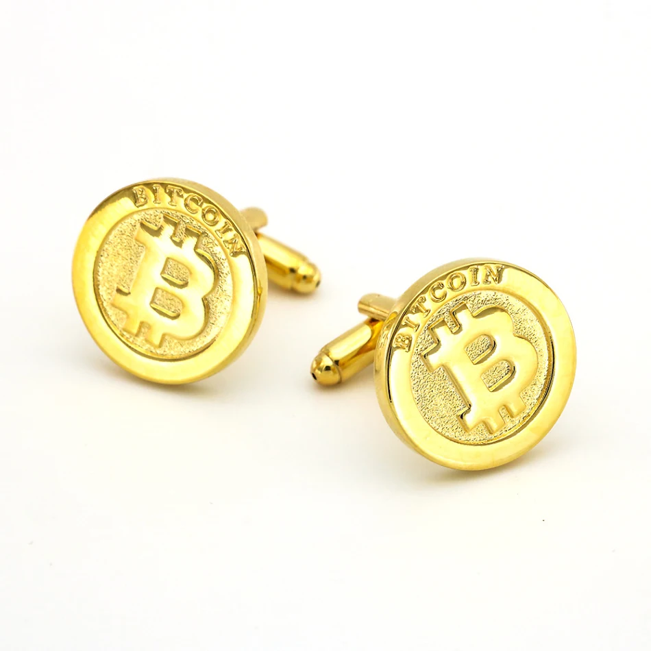Boutons de manchette Bitcoin en or pour homme Style Spot Business Élégance et raffinement pour vos tenues professionnelles et formelles