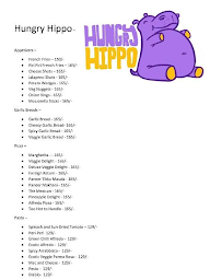 Hungry Hippo menu 1