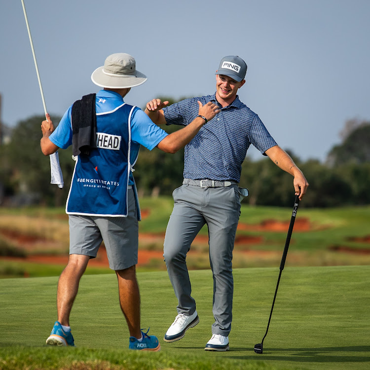 Jonathan Broomhead celebrates winning The Tour Championship at Serengeti Estates, in Ekurhuleni, on Sunday