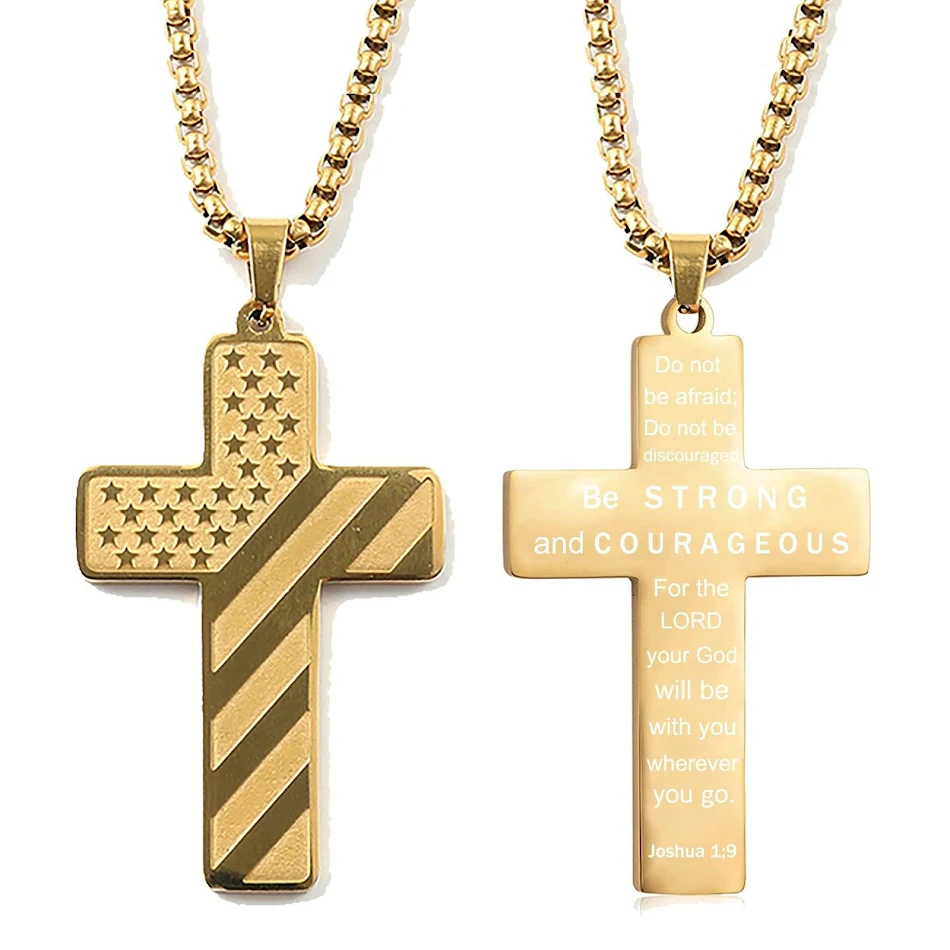 Collar con bandera cruzada Hip Hop de acero titanio, un accesorio audaz y duradero. Expresa tu estilo único con este llamativo colgante.