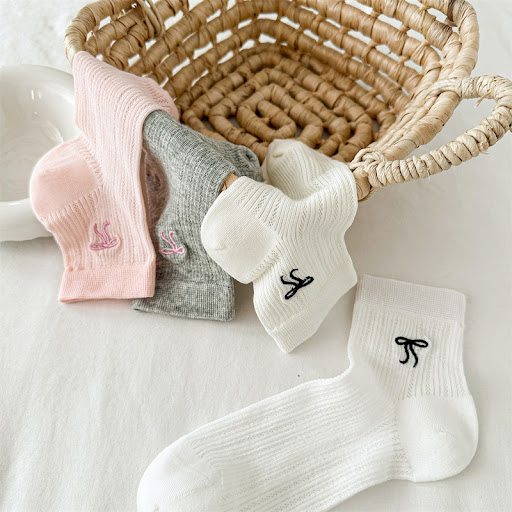 Title 7, Bow embroidered short thin socks for a touch of...
