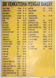 Sri Venkatesha Iyengar's Bakery menu 2