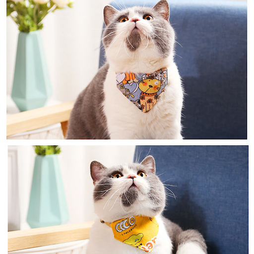 New Fashion Cartoon Cat Bandana Bow Tie Kitten Dog Scarf Adjustable Pet Cat Collar Handmade Trigon Pet Supplies Cat Acce