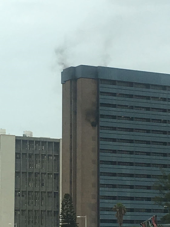 Durban Central Police station building on fire.