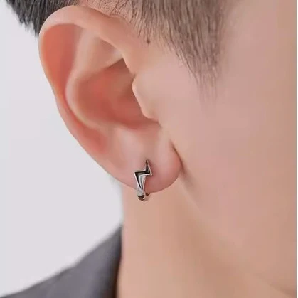 Title 2, Boucle doreille éclair pour homme, design froi...