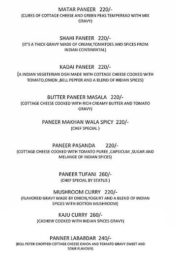 Bansal Tea menu 