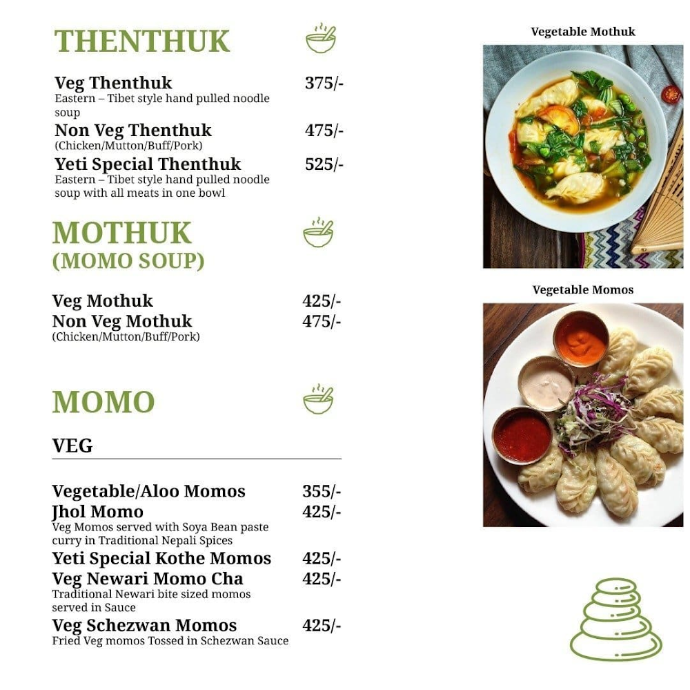 Menu of Yeti - The Himalayan Kitchen, Connaught Place (CP), Rajiv Chowk,  New Delhi, December 2023