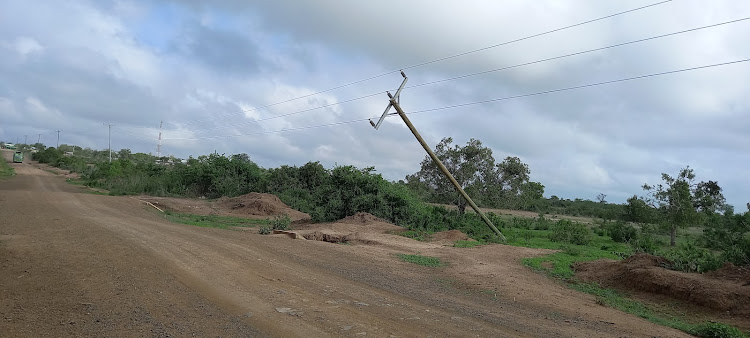 KPLC transmission powerlines along the Makamini road in Kwale.