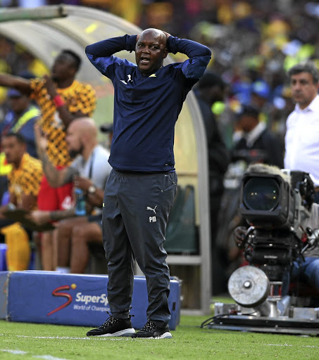 Pitso Mosimane, coach of Sundowns, reacts during Sunday's league match against Chiefs at Loftus. / Samuel Shivambu/BackpagePix