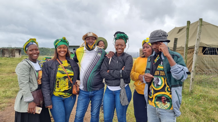 Some of the ANC members who gathered at Nkandla on April 9 2022 to prepare for Jacob Zuma's 80th birthday celebration.