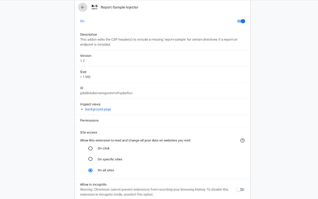 Report-Sample-Injector chrome extension