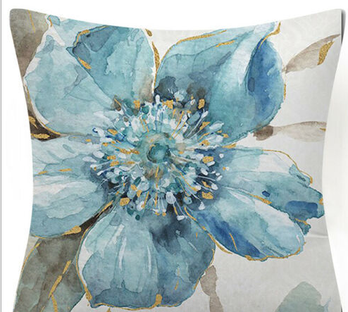 Title 18, Blue Flower and Bird Pastoral Series Fabric Sof...