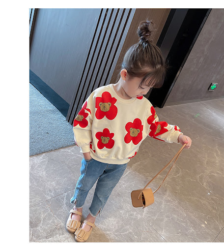 Title 21, New Girls Flower Bear T-shirt Bottoming Shirt T...