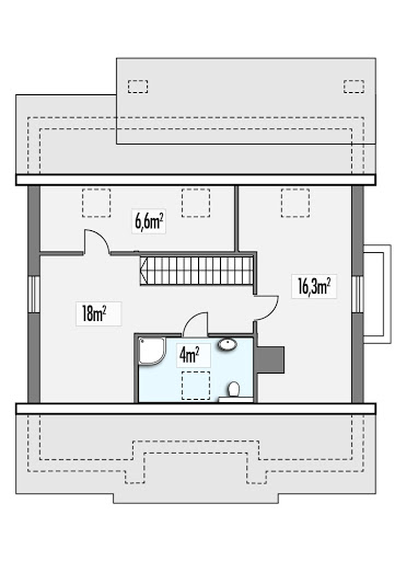 Małgosia 2 D bez garażu, z poddaszem, z wykuszem - Rzut poddasza