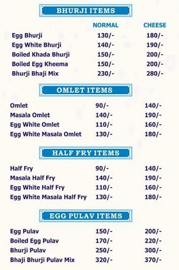 Mohd Nasir Cooper Wala Pav Bhaji & Bhurji Centre menu 