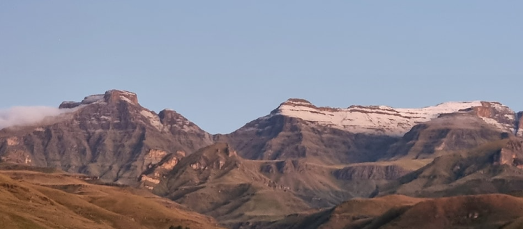 The first smattering of snow over the Drakensberg mountains captured at Silver Streams resort near Underberg.