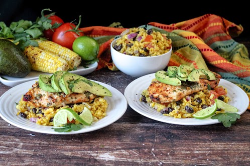 Cilantro Lime Grilled Chicken Breast With Southwest Yellow Rice Salad