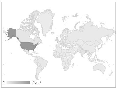 Ejemplo de gráfico geográfico en el que se muestra Sesiones.