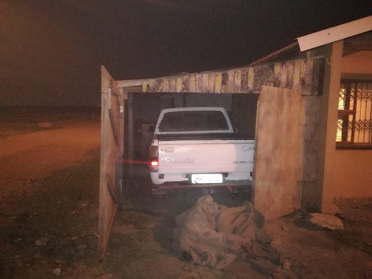 The stolen bakkie recovered in Wells Estate.