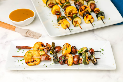 Grilled Vegetables With A Tangy Sauce on a plate.