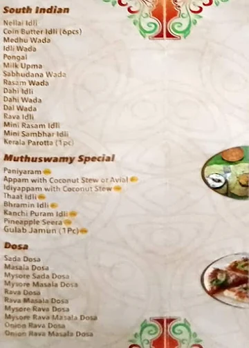 Arya Bhavan menu 