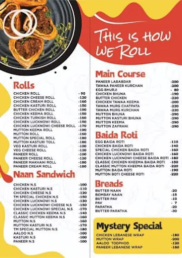 Tawaa Mystery menu 