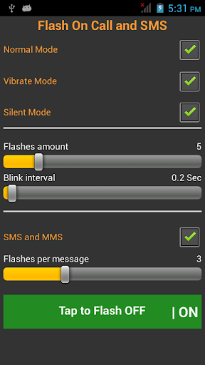 Flash on call and SMS